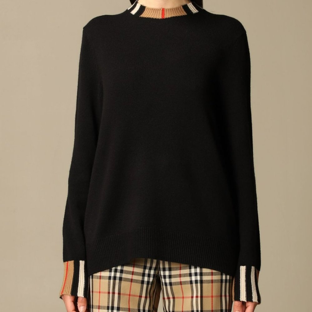 BURBERRY ICON STRIPE 100% CASHMERE SWEATER - Picture 2 of 10